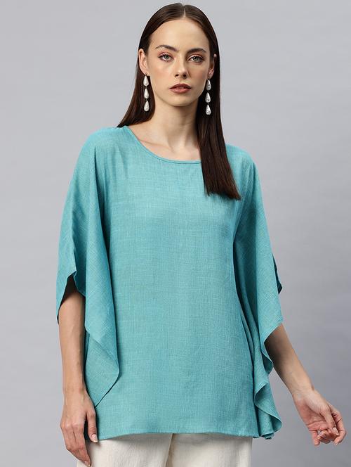 women solid round neck kaftan top - 21881210 -  Standard Image - 0