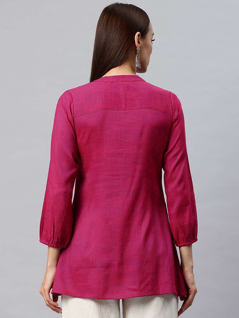 women self designed mandarin neck flared kurti - 21881213 -  Standard Image - 2