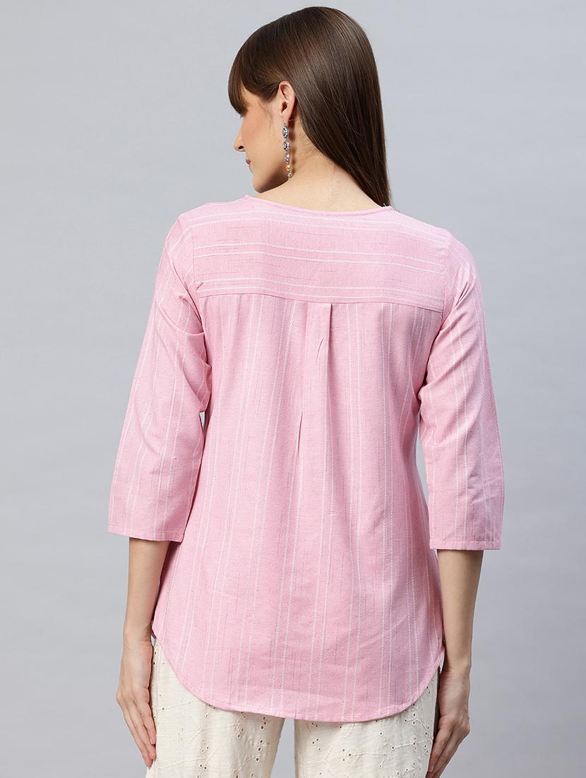 women striped pink regular top - 21881216 - Standard Image - 2