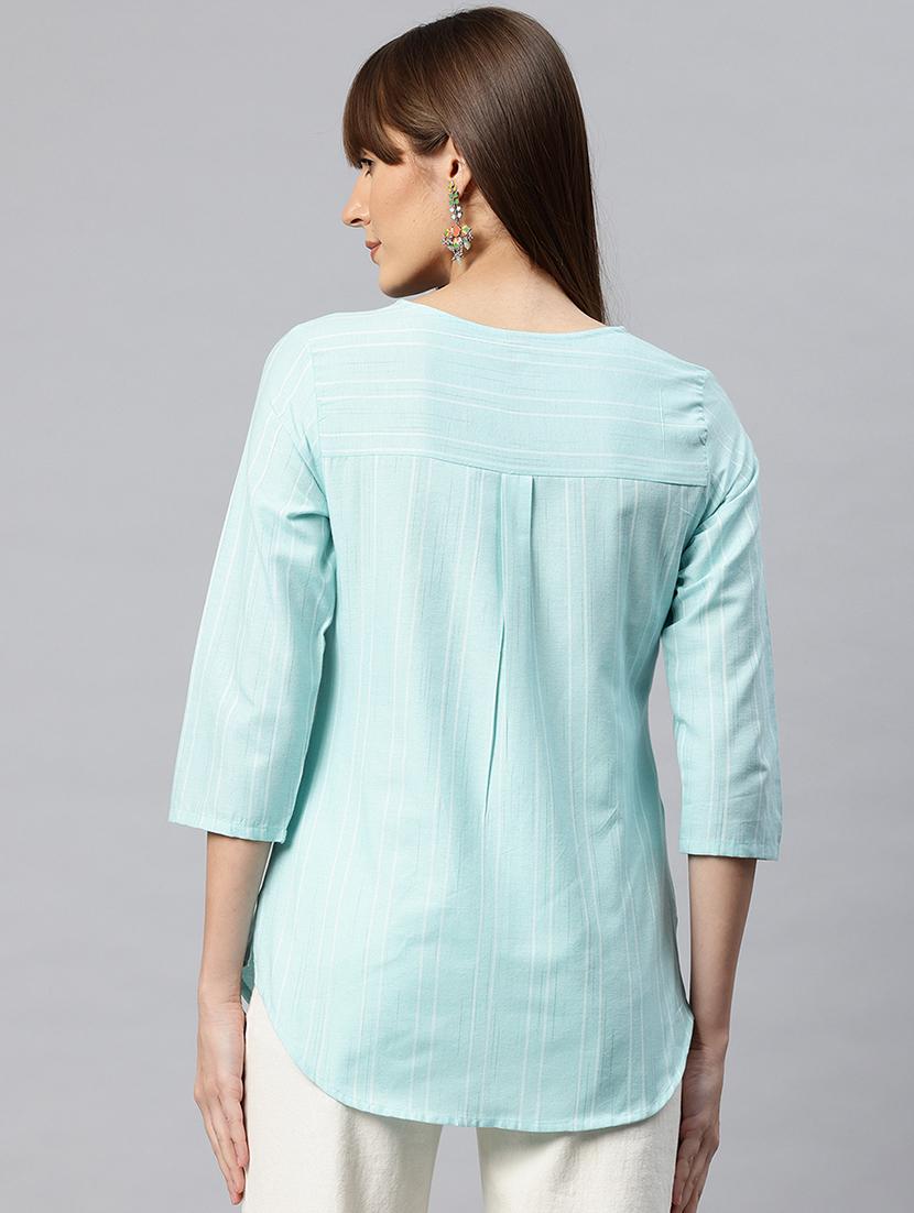 women striped blue regular top - 21881217 - Standard Image - 2
