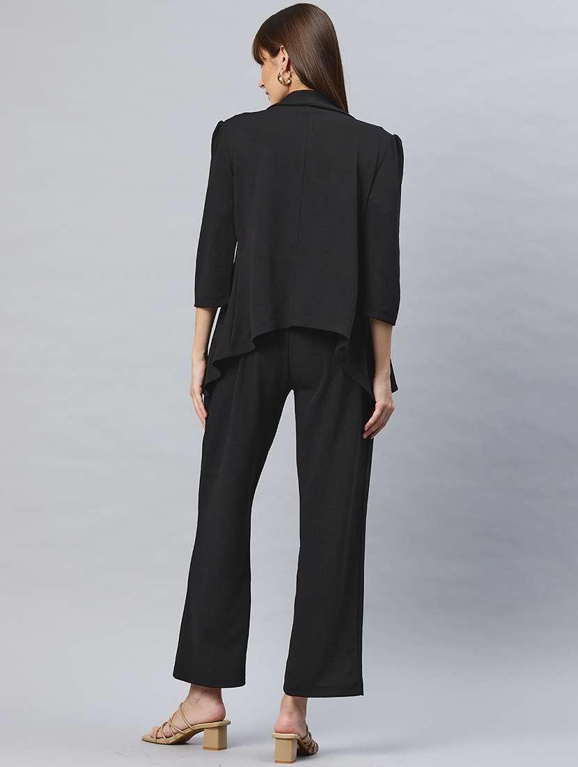 women black solid jacket & trouser co-ord set - 21881228 -  Standard Image - 2