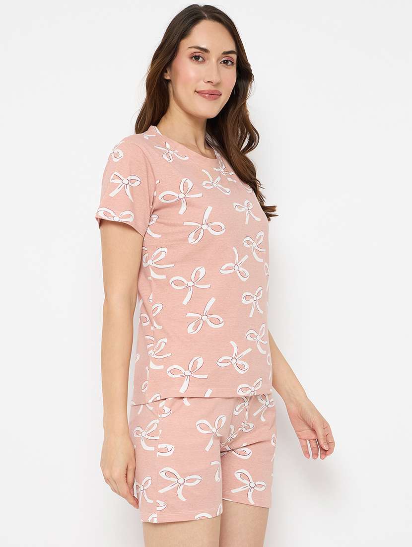 women printed nightwear shorts set - 21881253 -  Standard Image - 2