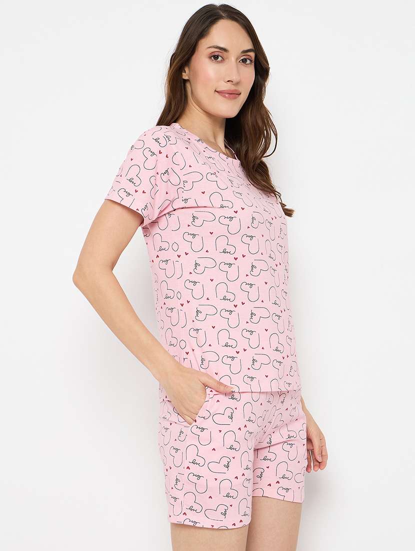 women printed nightwear shorts set - 21881254 -  Standard Image - 2