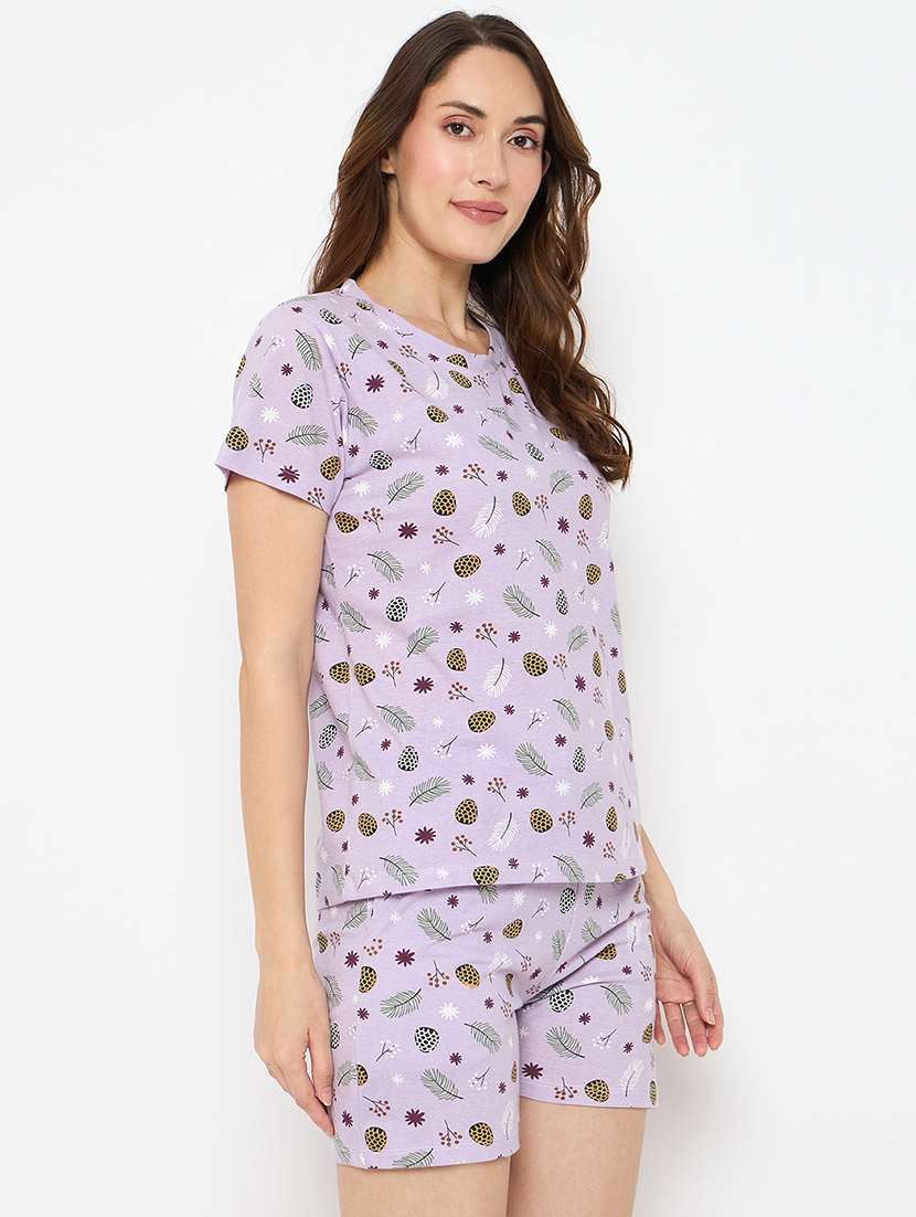 women printed nightwear shorts set - 21881255 -  Standard Image - 2