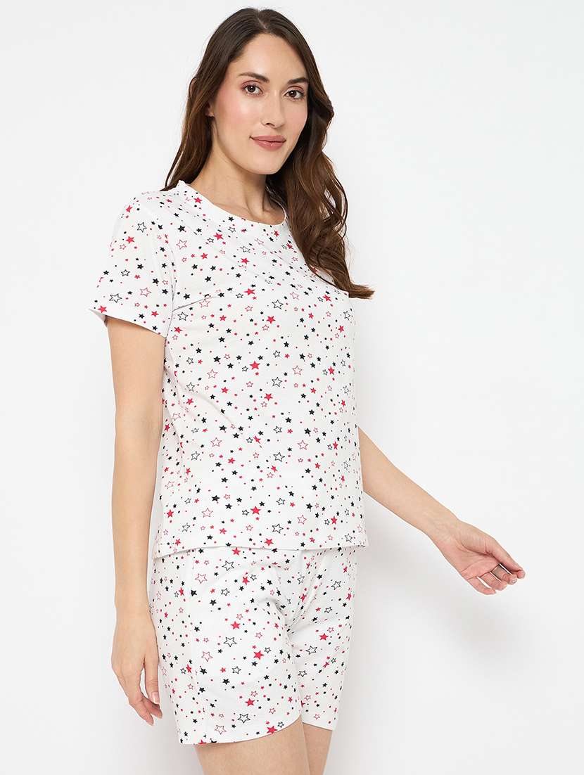 women printed nightwear shorts set - 21881256 -  Standard Image - 2