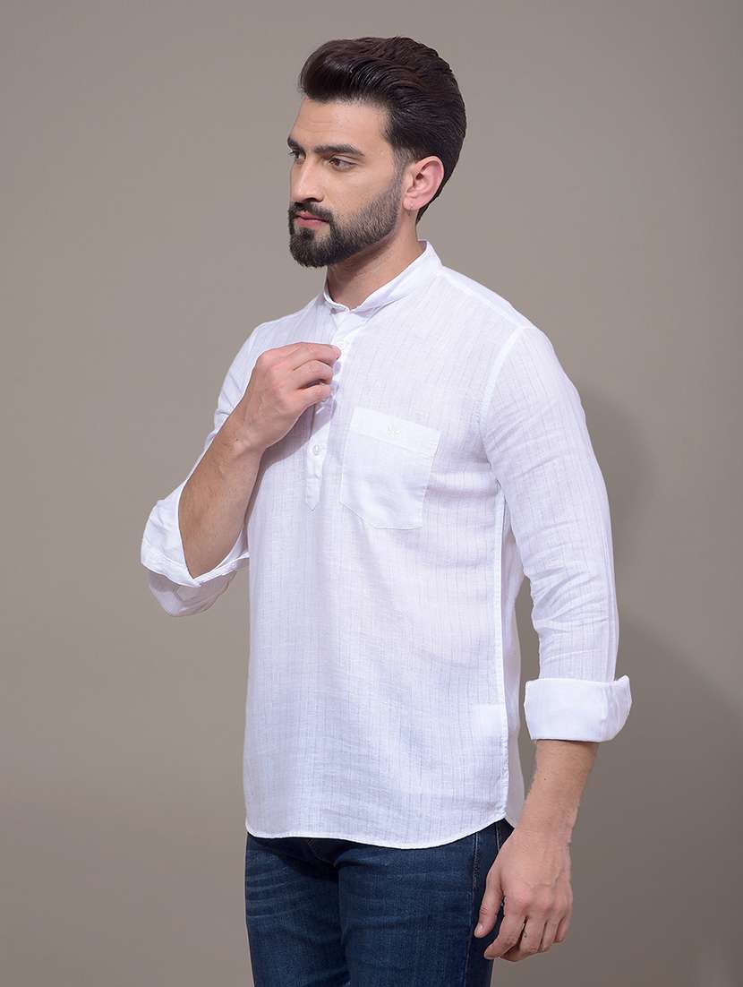 men white striped long sleeve short kurta - 21881266 - Standard Image - 2