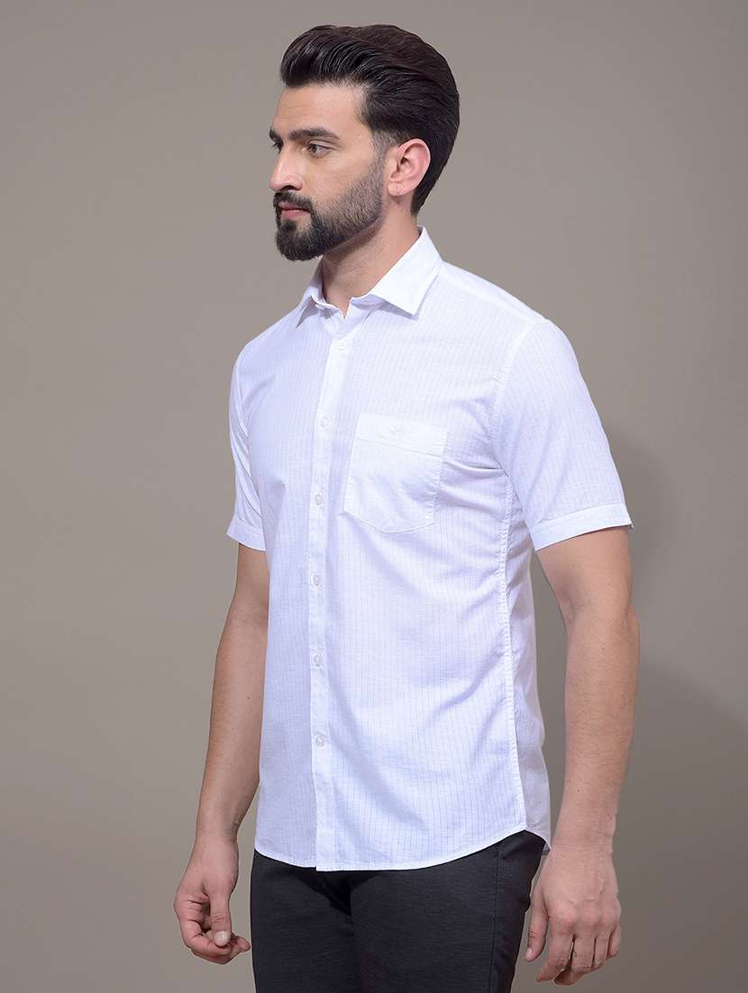 men striped short sleeve slim fit casual shirt - 21881281 -  Standard Image - 2
