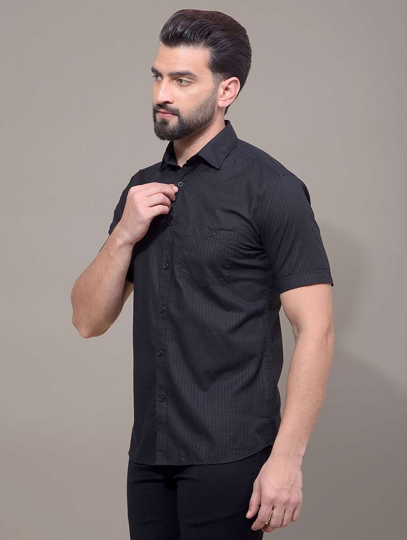 men striped short sleeve slim fit casual shirt - 21881283 -  Standard Image - 2