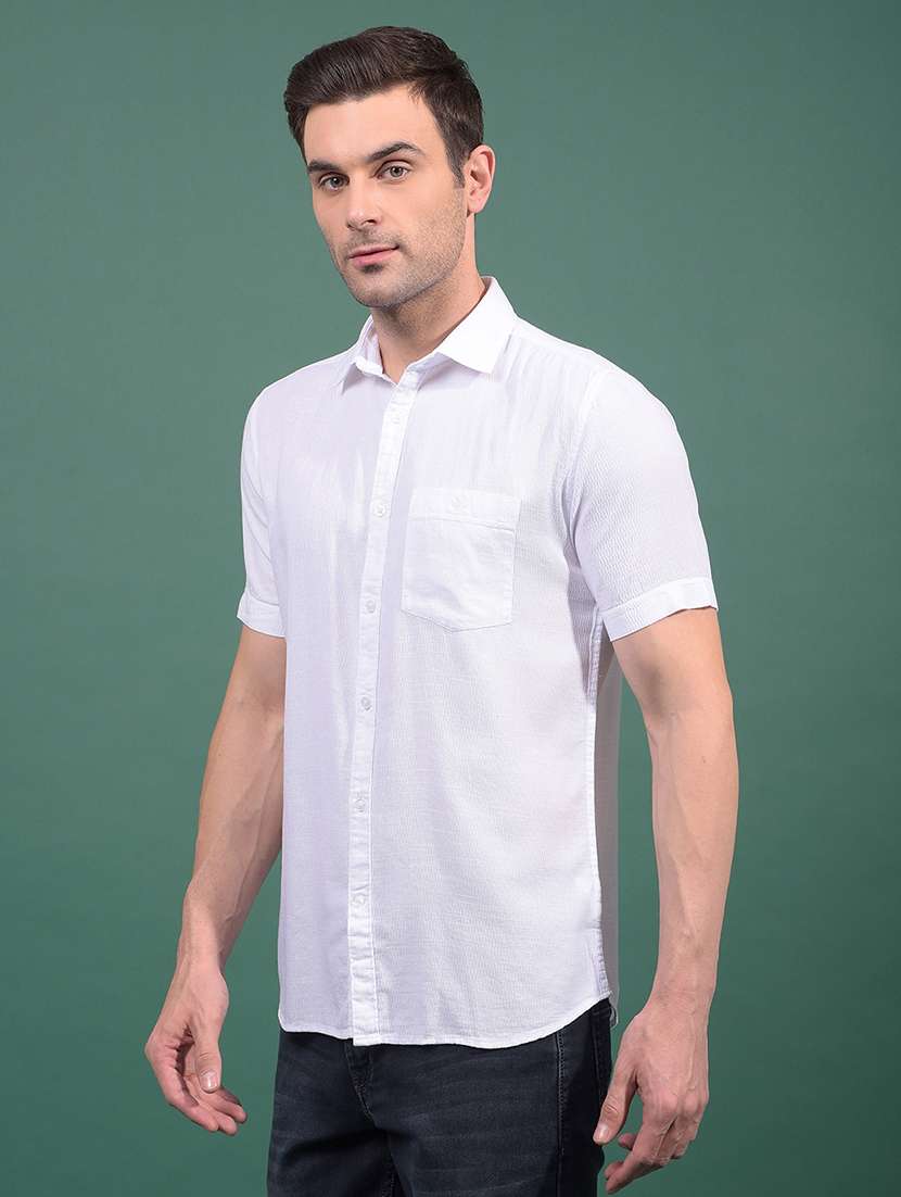 men solid short sleeve slim fit casual shirt - 21881284 -  Standard Image - 2