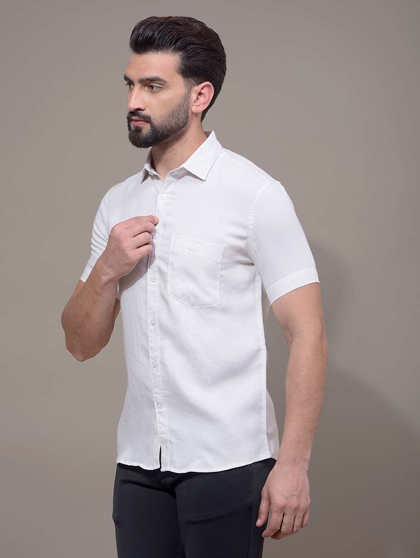 men solid short sleeve slim fit casual shirt - 21881291 - Standard Image - 2