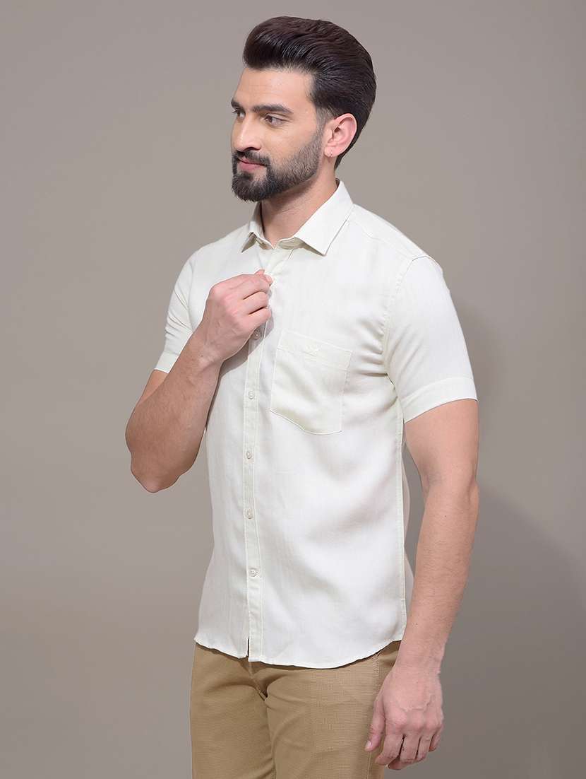 men solid short sleeve slim fit casual shirt - 21881293 -  Standard Image - 2