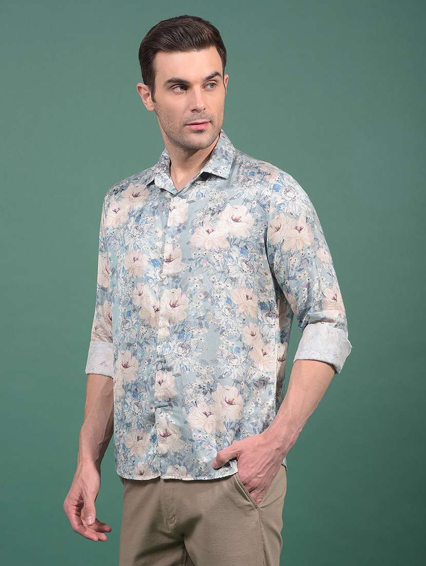 men floral long sleeve slim fit casual shirt - 21881300 -  Standard Image - 2