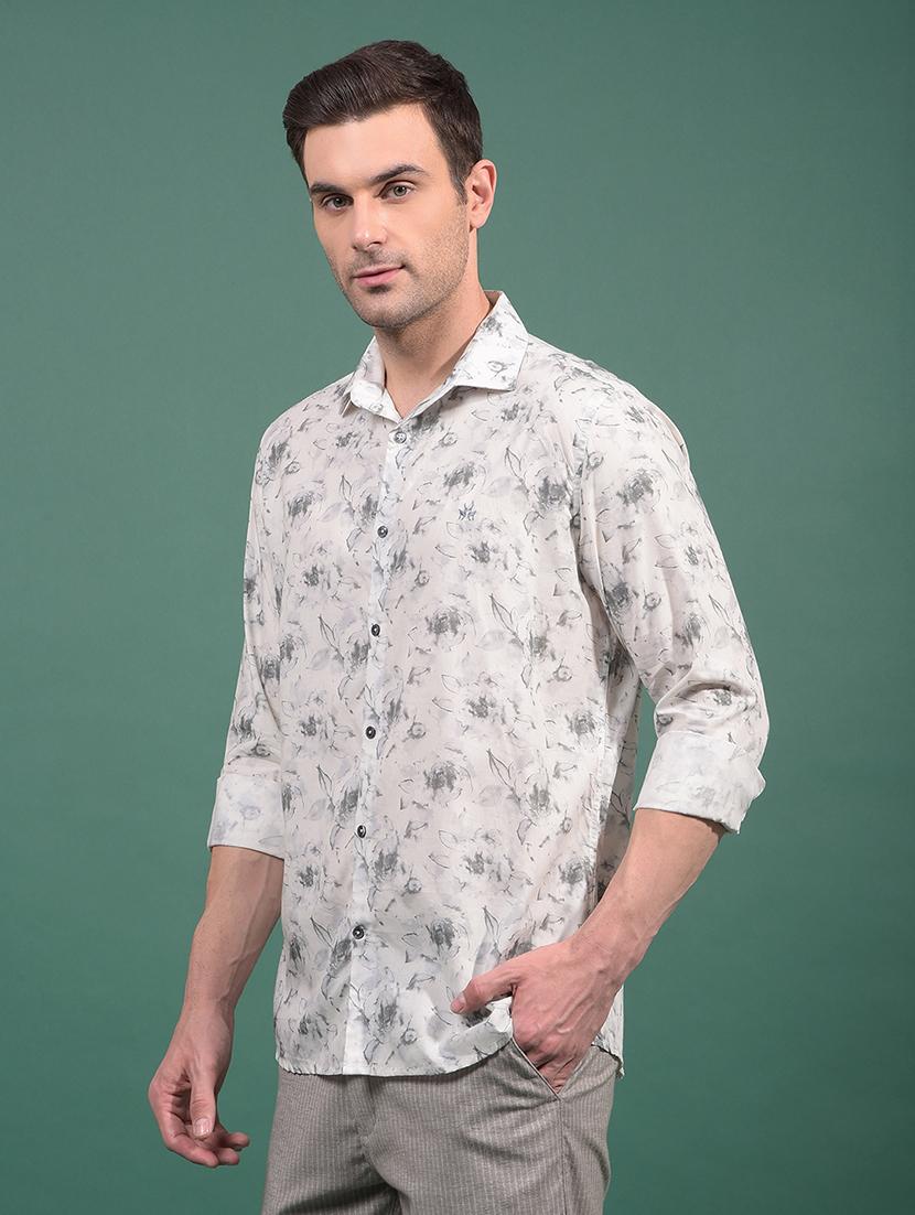 men floral long sleeve slim fit casual shirt - 21881304 - Standard Image - 2