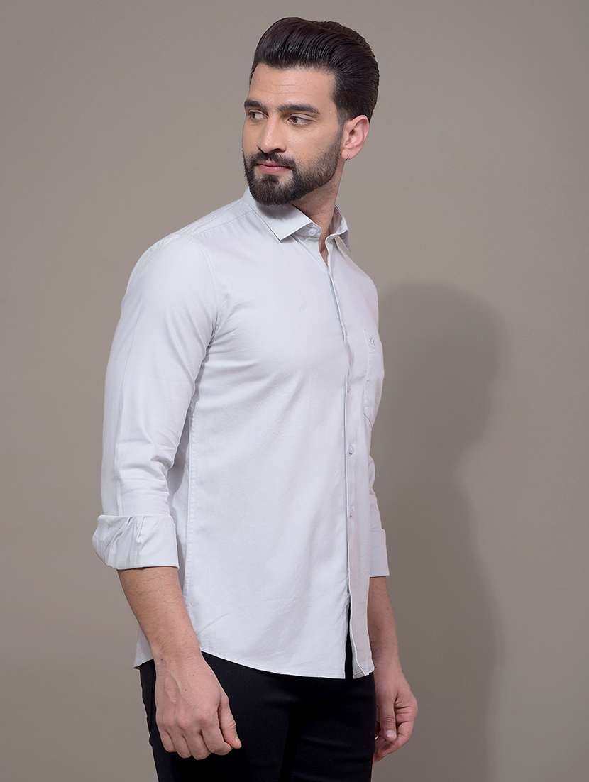 men solid long sleeve slim fit casual shirt - 21881312 - Standard Image - 2