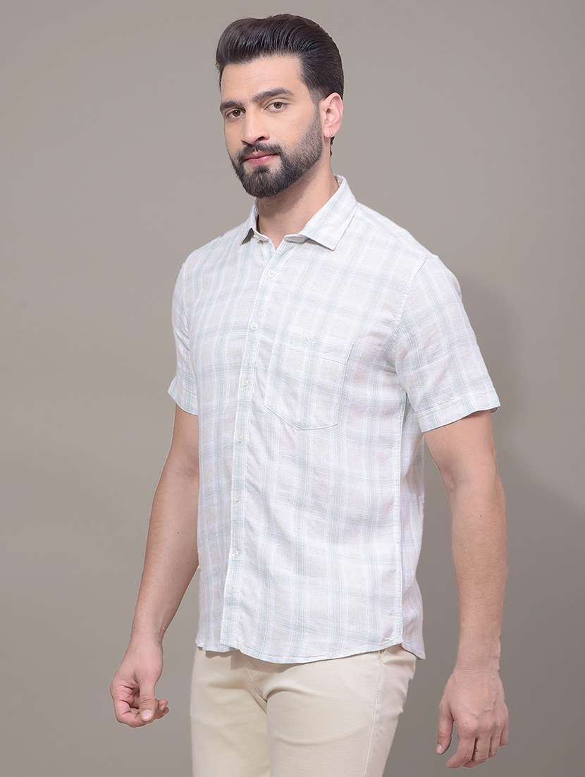 men checkered short sleeve slim fit casual shirt - 21881317 -  Standard Image - 2
