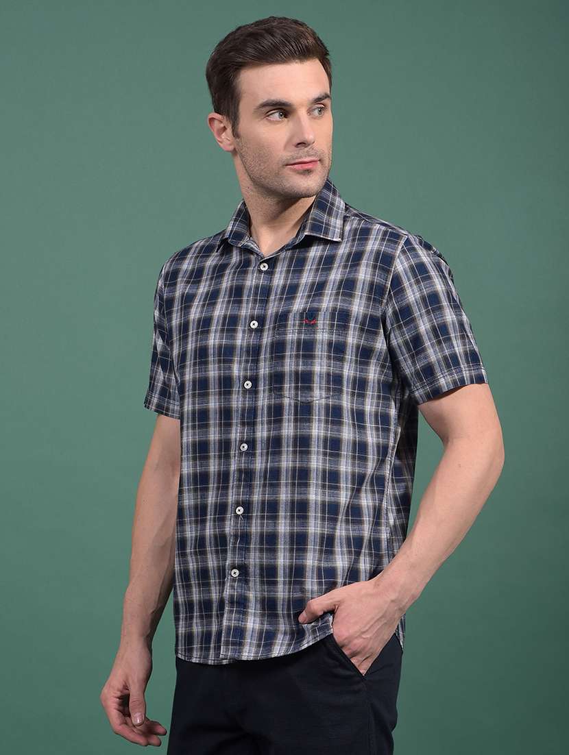 men checkered short sleeve slim fit casual shirt - 21881322 -  Standard Image - 2