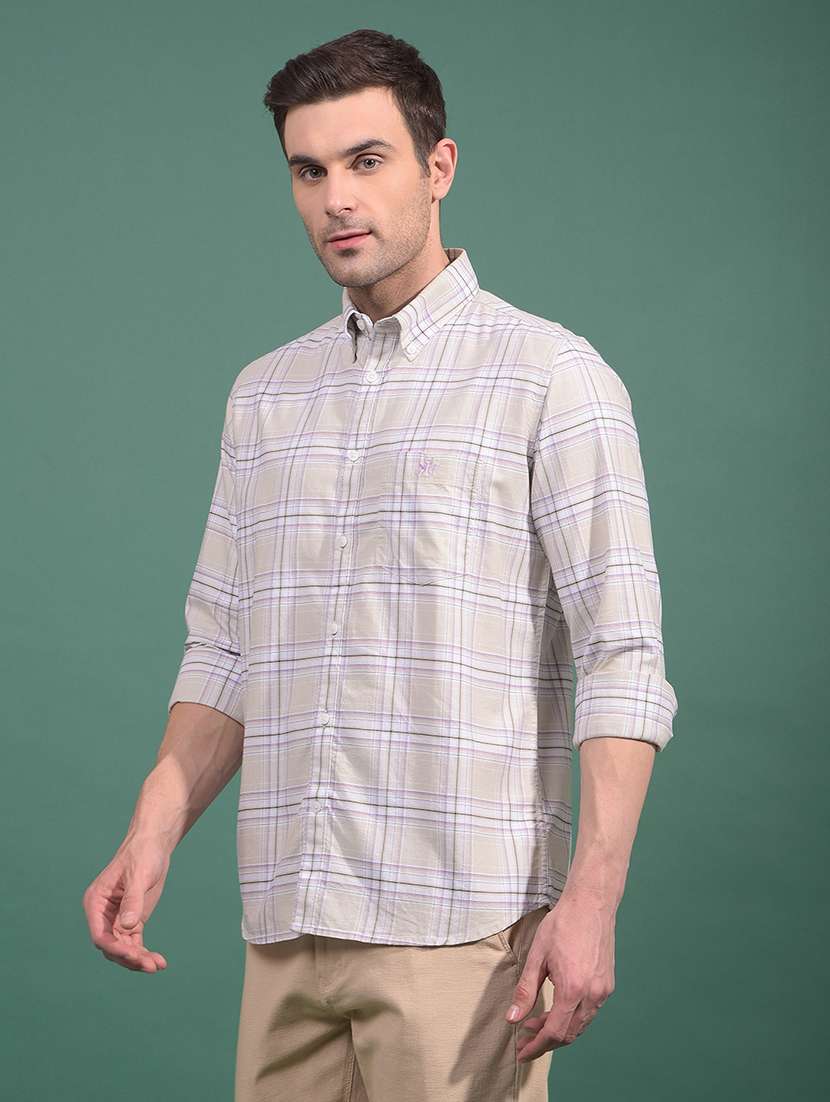 men checkered long sleeve slim fit casual shirt - 21881328 -  Standard Image - 2