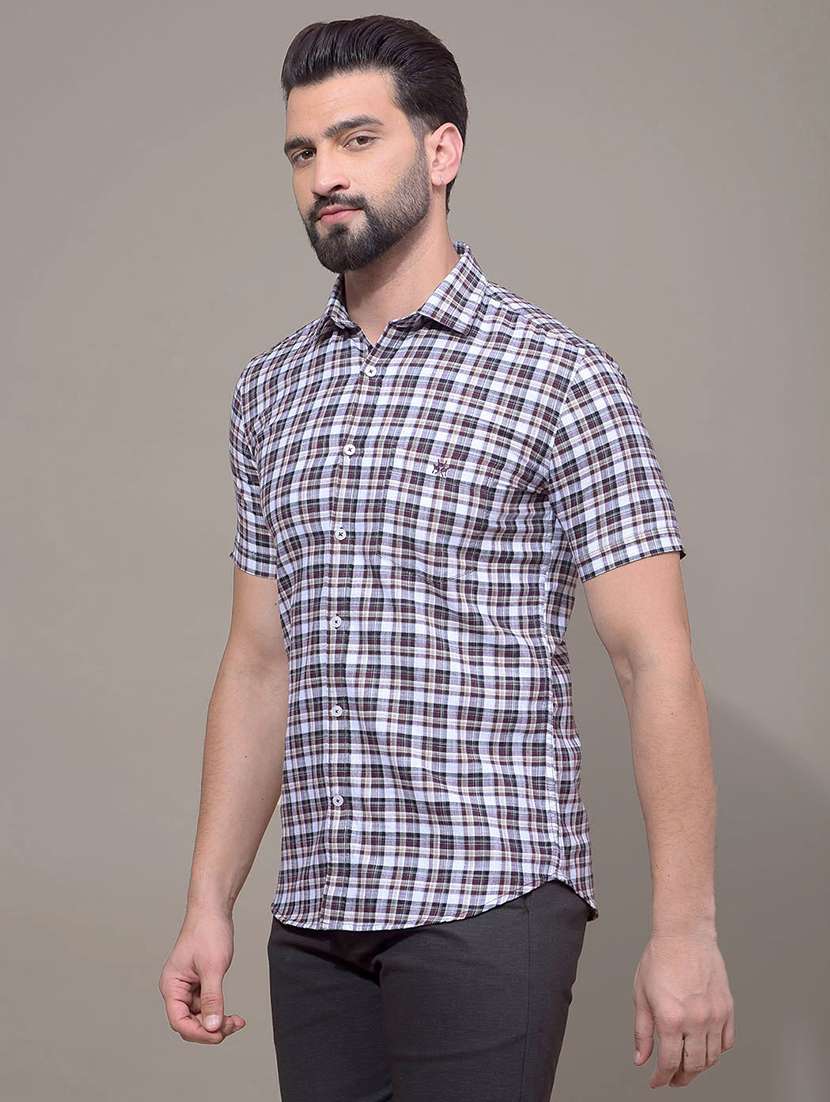 men checkered short sleeve slim fit casual shirt - 21881344 -  Standard Image - 2