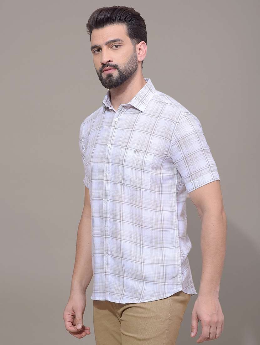 men checkered short sleeve slim fit casual shirt - 21881345 -  Standard Image - 2