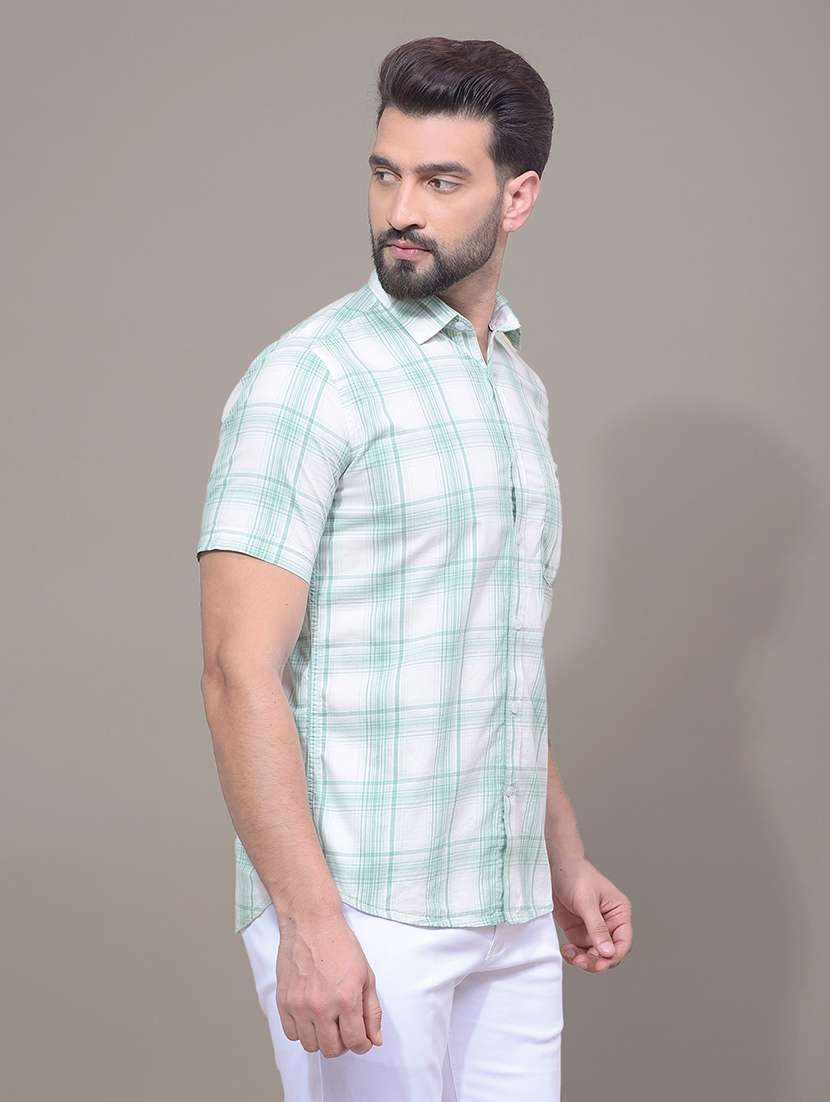 men checkered short sleeve slim fit casual shirt - 21881349 -  Standard Image - 2