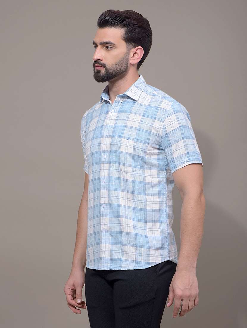 men checkered short sleeve slim fit casual shirt - 21881352 -  Standard Image - 2