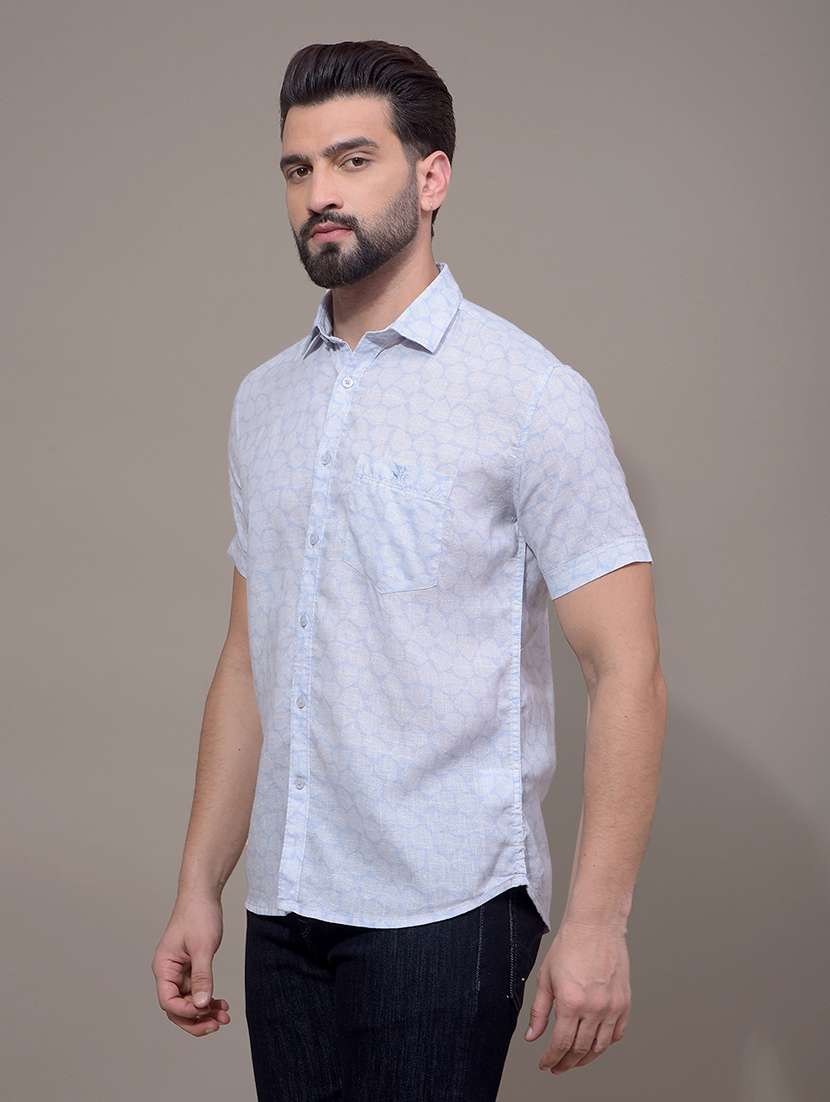 men printed short sleeve slim fit casual shirt - 21881357 -  Standard Image - 2