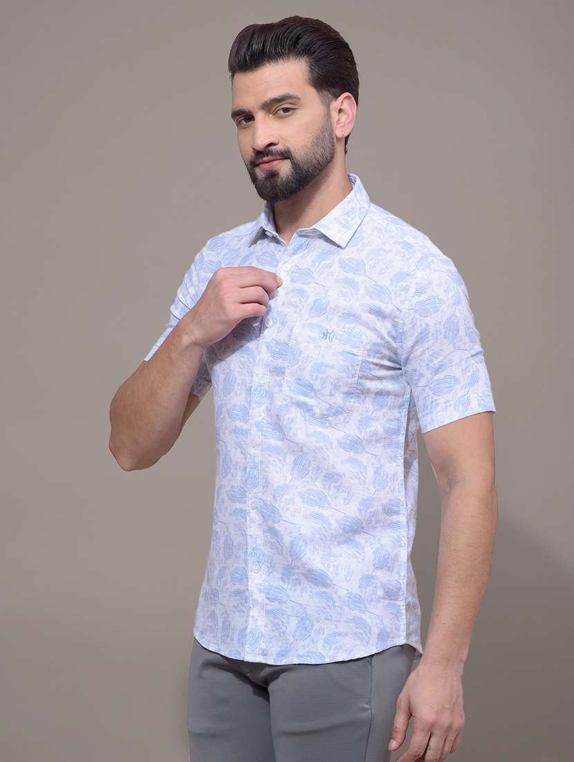 men printed short sleeve slim fit casual shirt - 21881359 -  Standard Image - 2