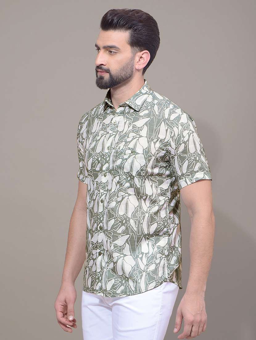 men printed short sleeve slim fit casual shirt - 21881360 -  Standard Image - 2