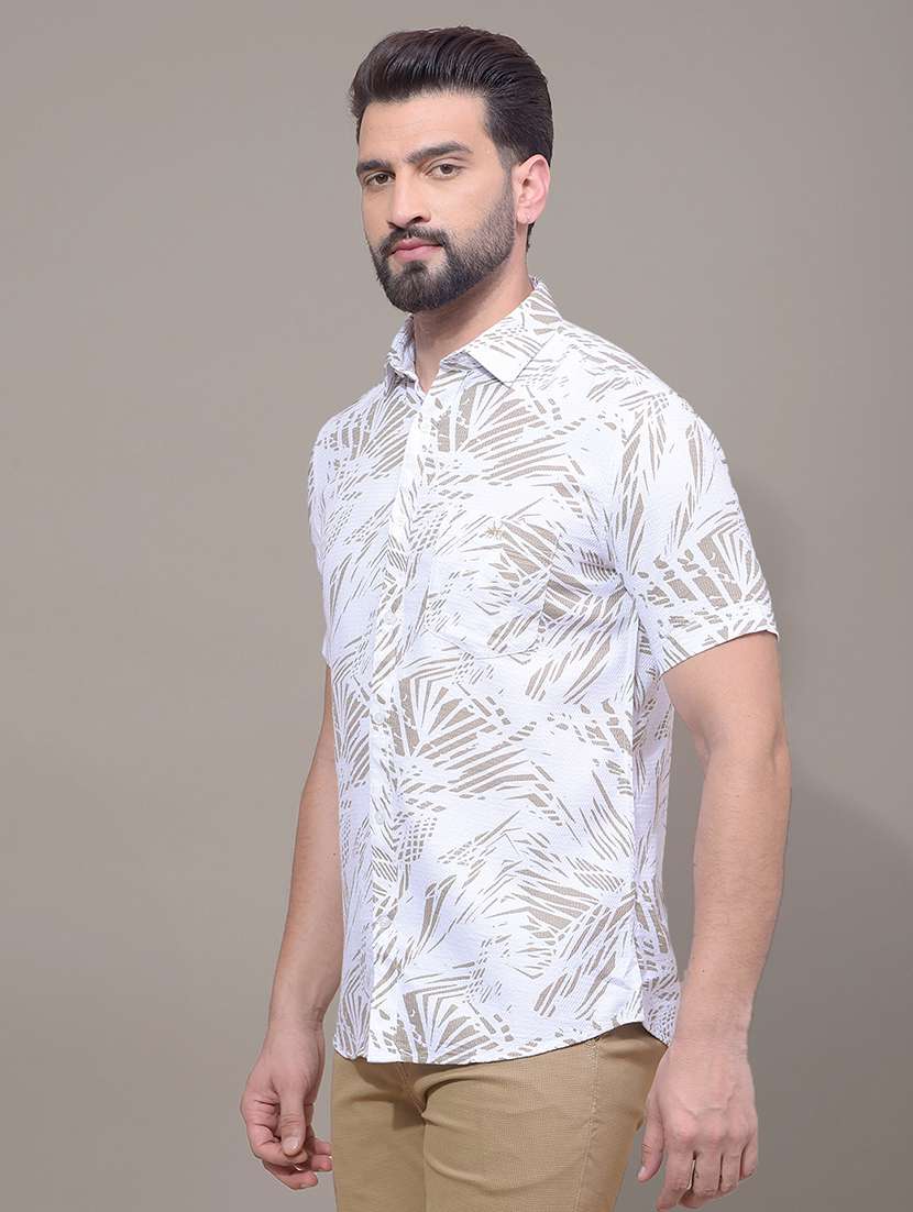 men printed short sleeve slim fit casual shirt - 21881364 -  Standard Image - 2
