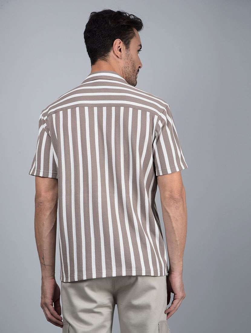 men striped short sleeve slim fit casual shirt - 21881376 -  Standard Image - 2