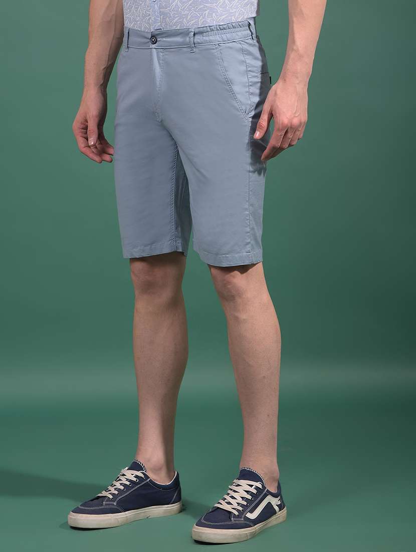 men light blue solid mid rise slim fit short - 21881378 -  Standard Image - 2