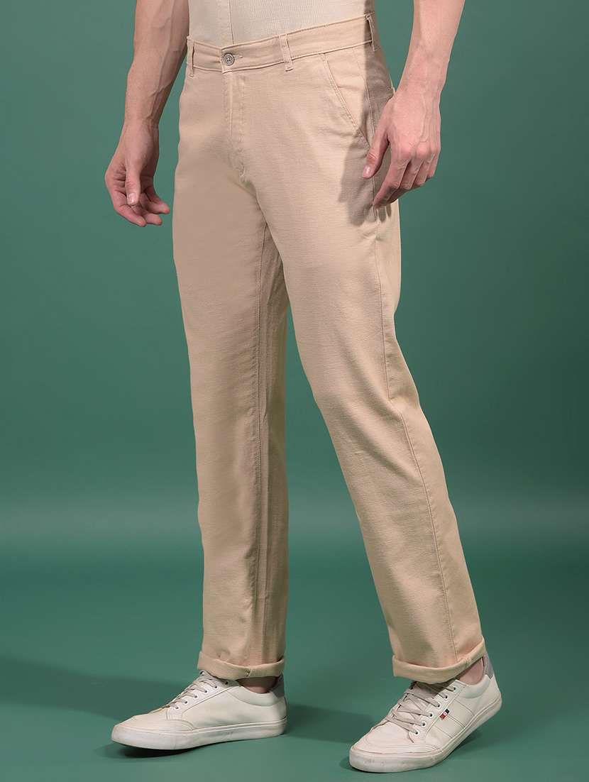 men solid mid rise slim fit chinos casual trouser - 21881391 -  Standard Image - 2