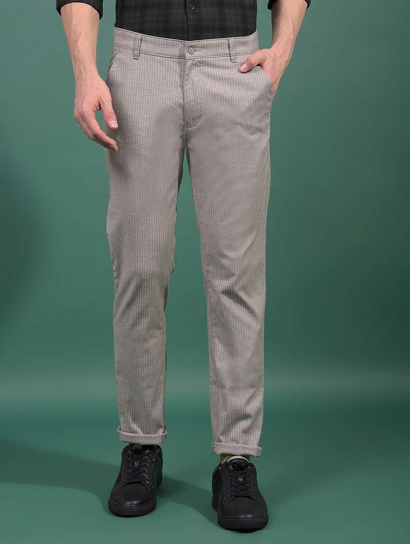 men striped mid rise slim fit chinos casual trouser - 21881400 -  Zoom Image - 0