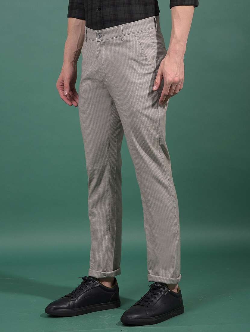 men striped mid rise slim fit chinos casual trouser - 21881400 - Standard Image - 2