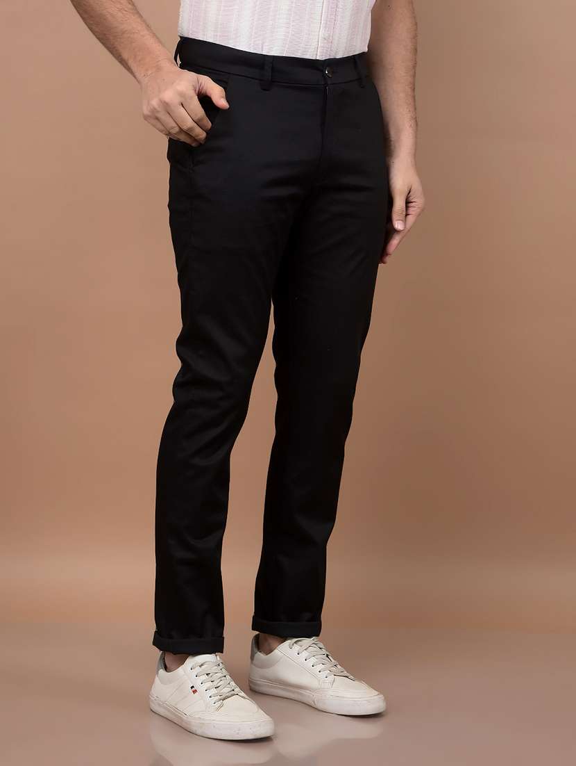 men solid mid rise slim fit chinos casual trouser - 21881407 -  Standard Image - 2