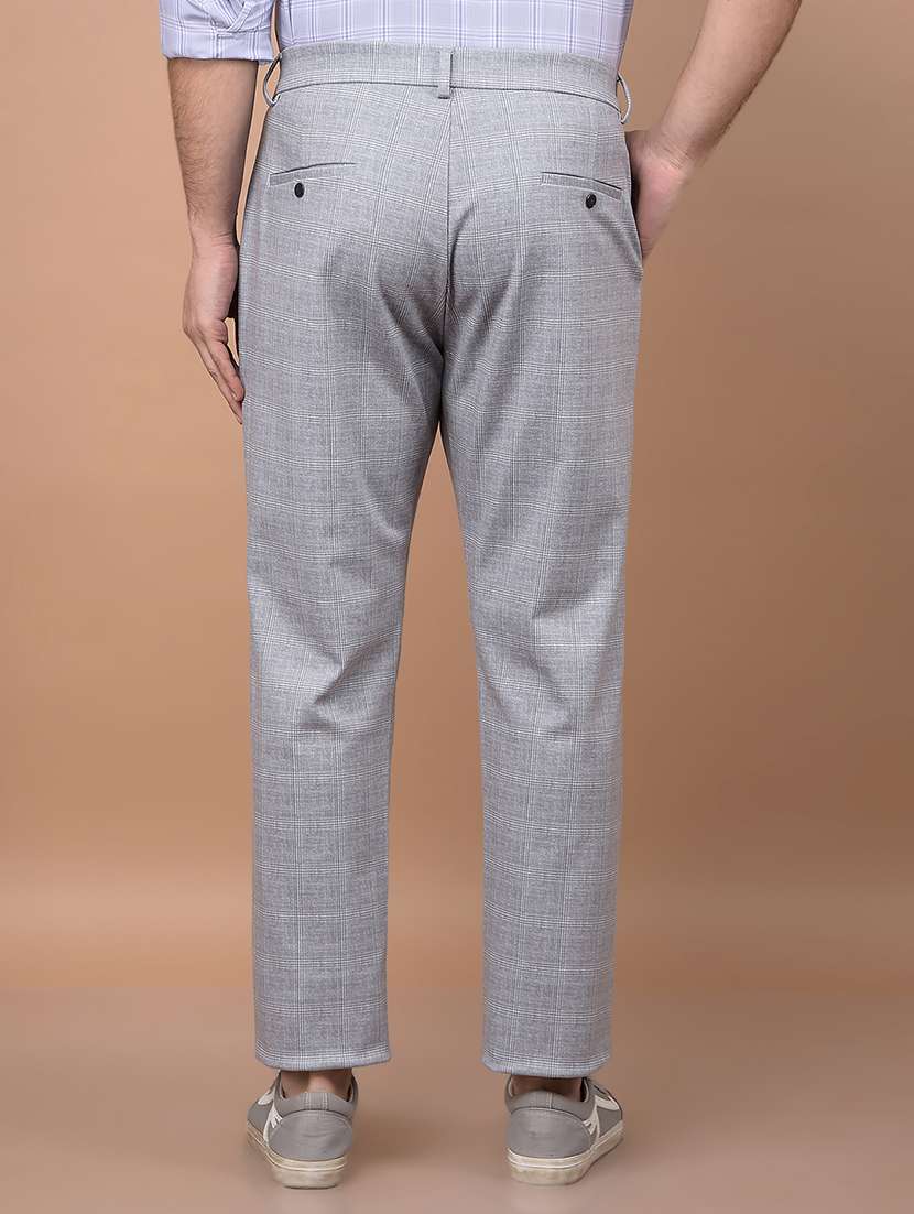 men checkered mid rise regular fit chinos casual trouser - 21881408 -  Standard Image - 2