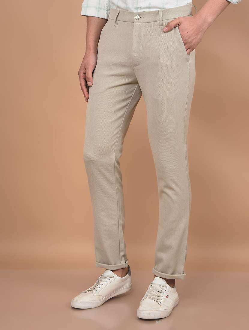 men solid mid rise slim fit chinos casual trouser - 21881411 - Standard Image - 2
