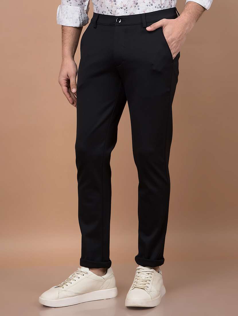 men solid mid rise slim fit chinos casual trouser - 21881414 -  Standard Image - 2