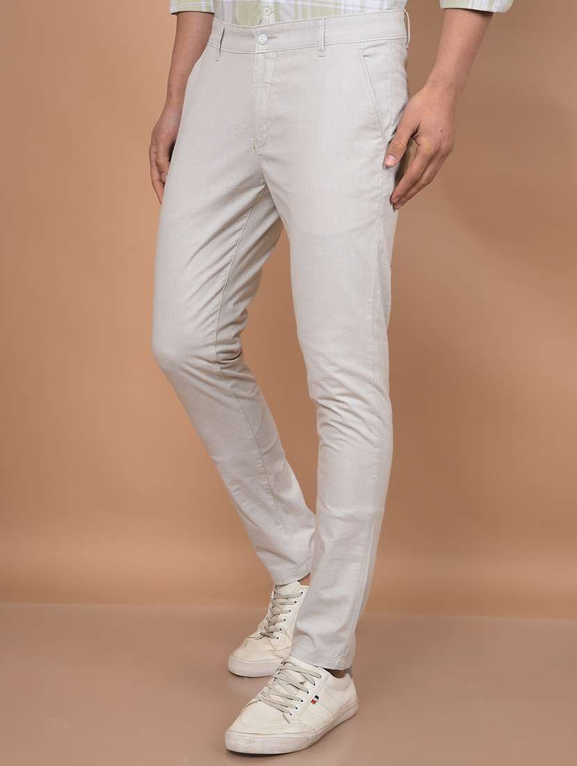 men solid mid rise slim fit chinos casual trouser - 21881426 - Standard Image - 2