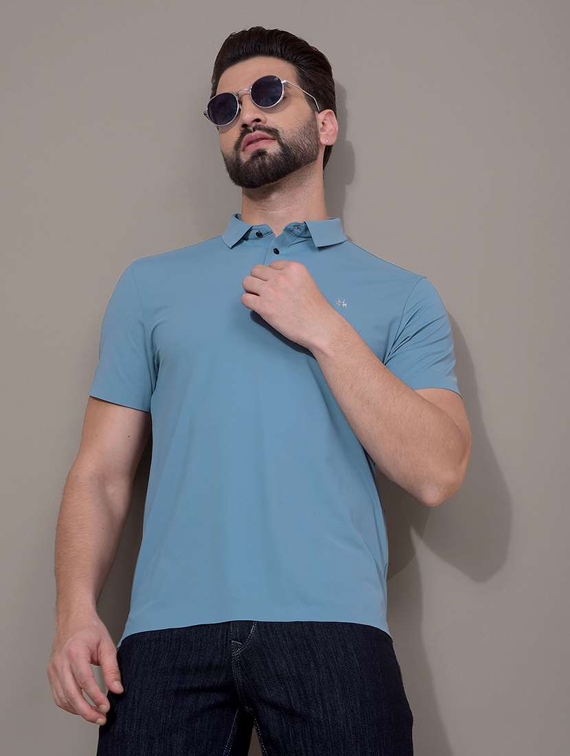 men solid short sleeve slim fit polo t-shirt