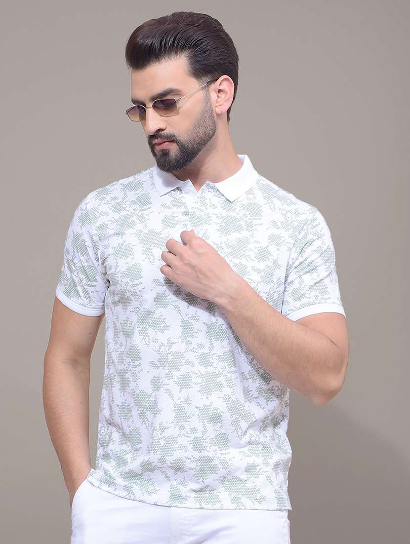 men printed short sleeve slim fit polo t-shirt