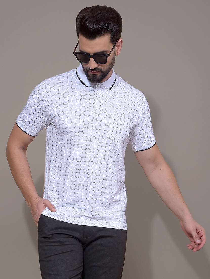 men printed short sleeve slim fit polo t-shirt