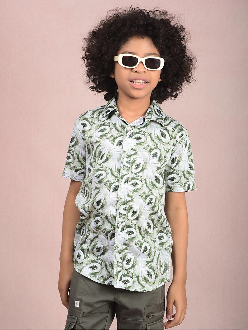 boys printed collared casual shirt