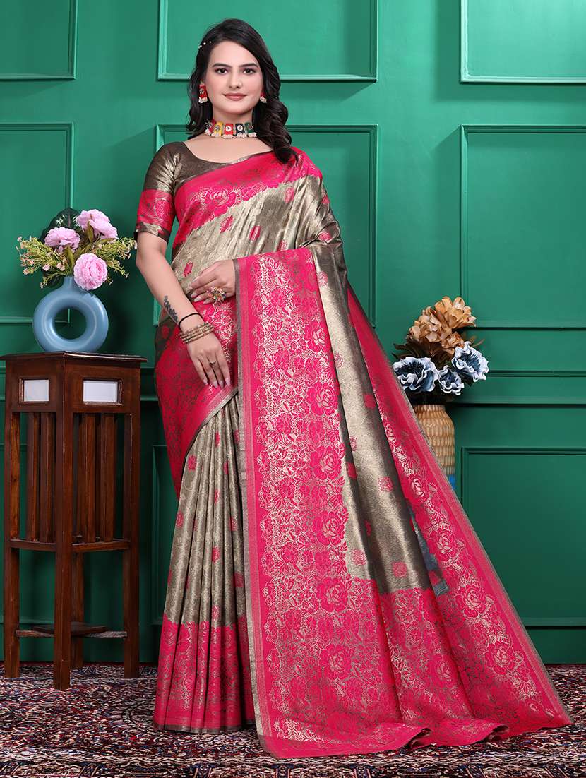 women floral kanjivaram saree with blouse - 21881502 - Zoom Image - 0