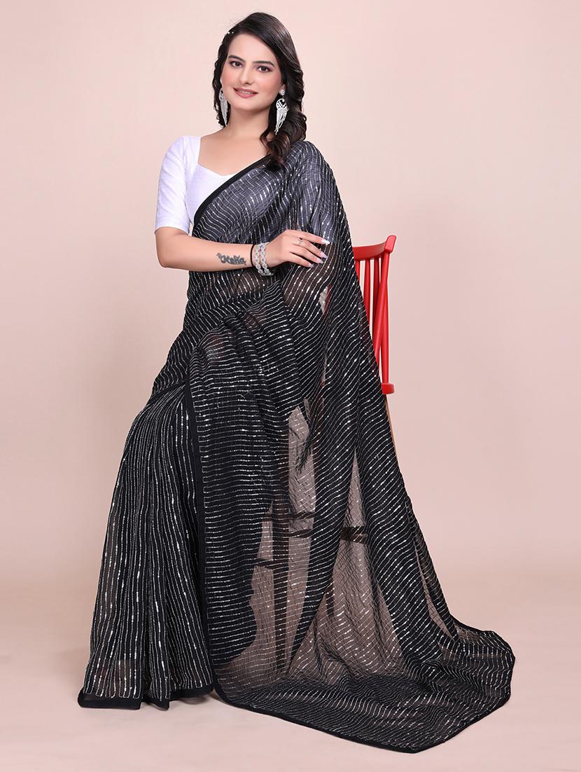 women sequined detailed party wear saree with blouse - 21881510 - Standard Image - 2