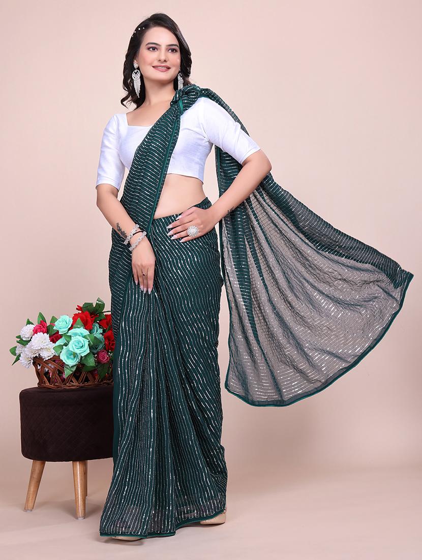 women sequined detailed party wear saree with blouse - 21881512 - Standard Image - 2