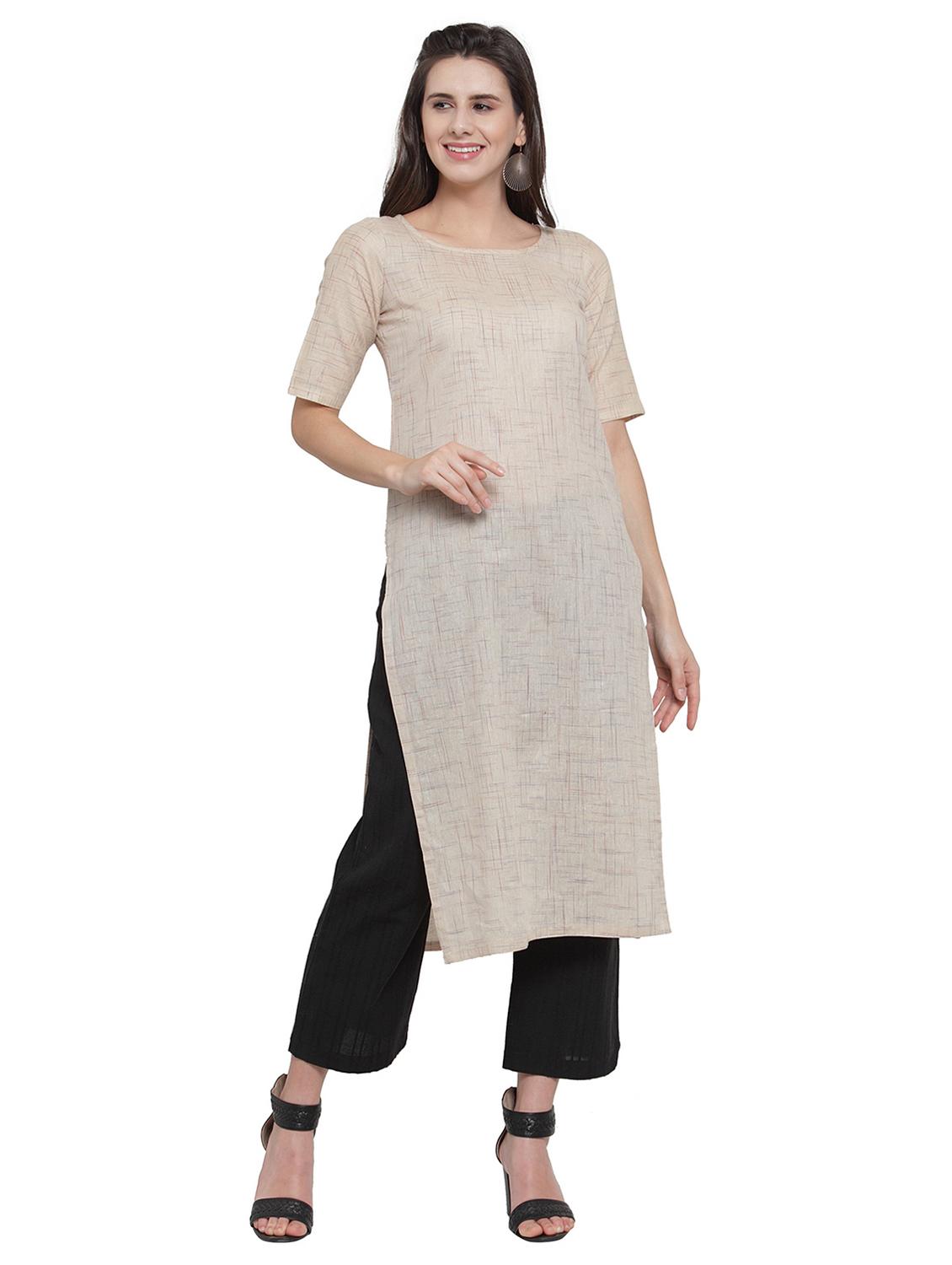 women self design short sleeve straight kurta - 21881530 -  Zoom Image - 0