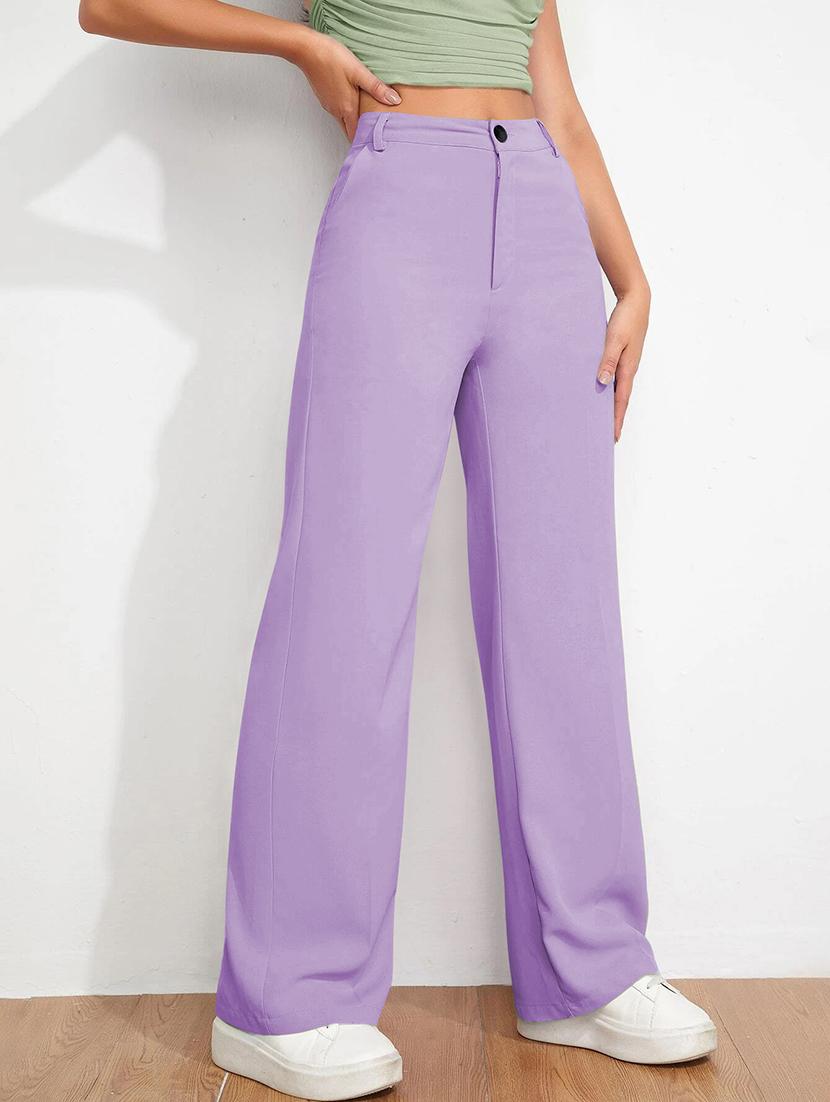 women solid high rise straight trouser - 21881563 - Standard Image - 2