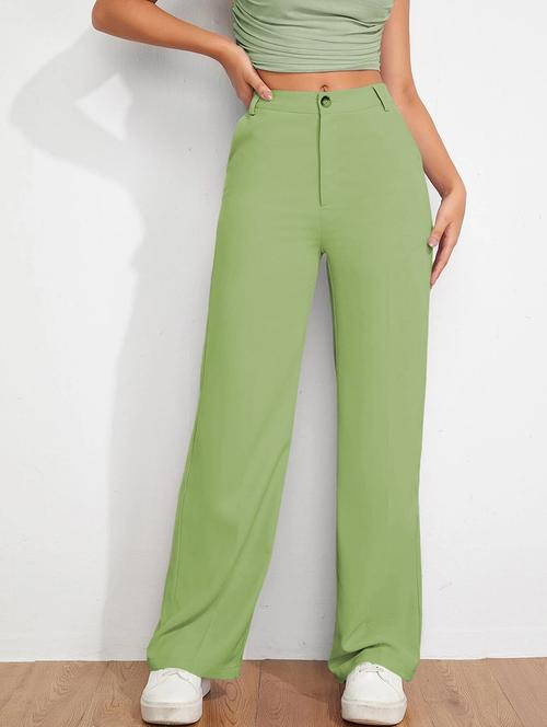 women solid high rise straight trouser - 21881565 -  Standard Image - 0