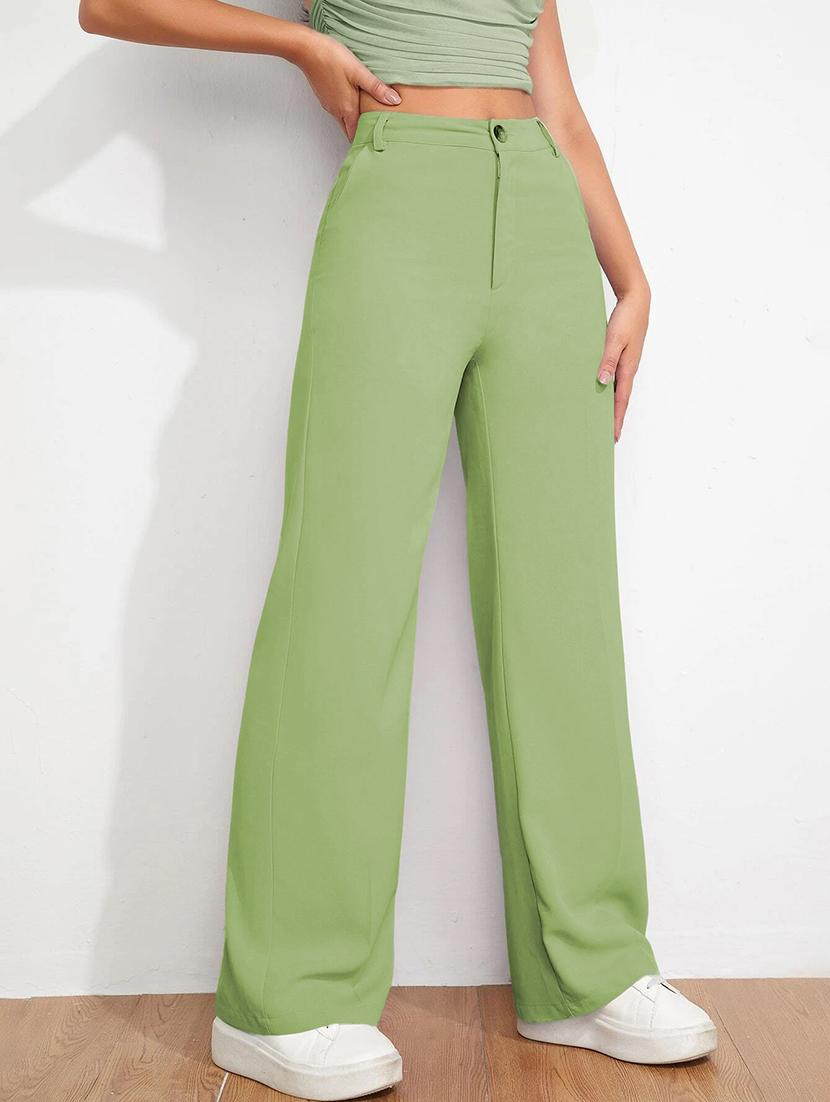 women solid high rise straight trouser - 21881565 - Standard Image - 2